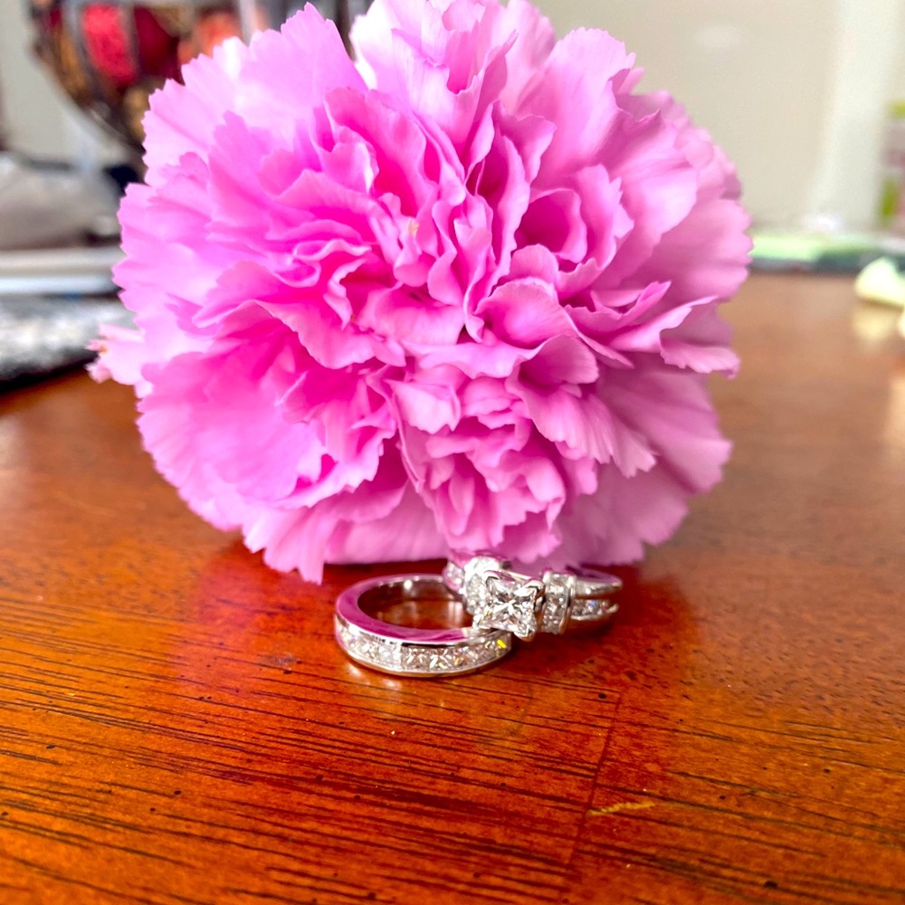 14k Diamond Engagement ring and wedding band.